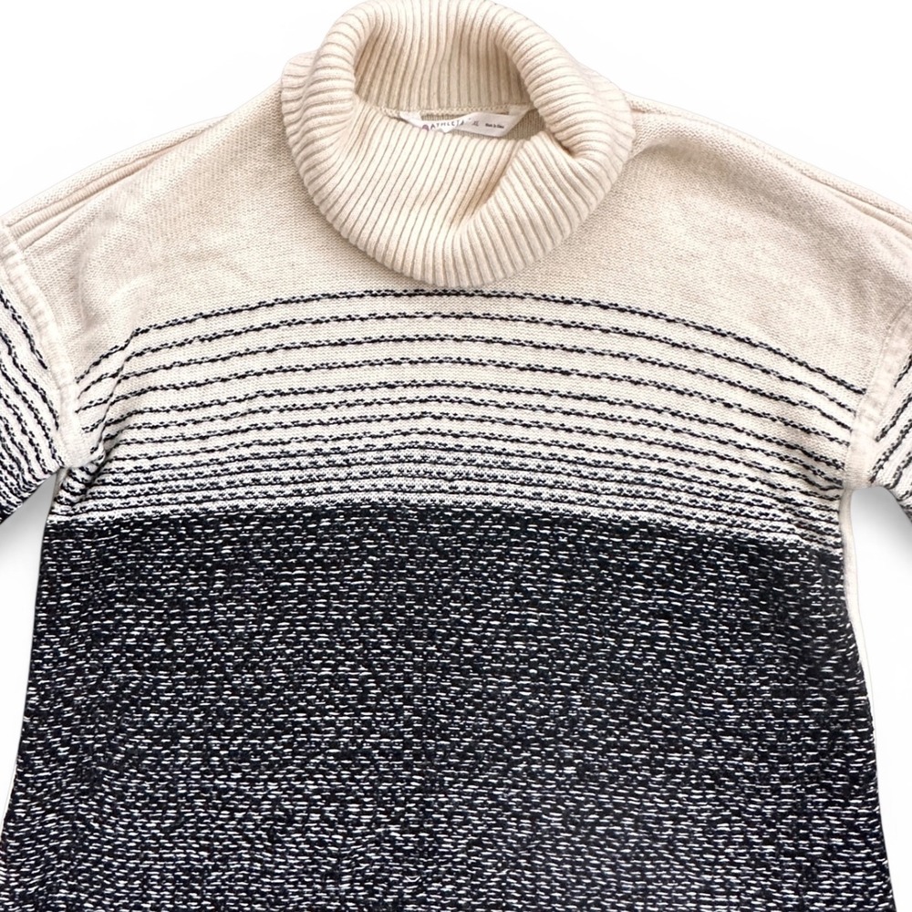 Athleta Merino Wool Cowl Neck Sweater Womens XL Cream Black Striped Good 152710